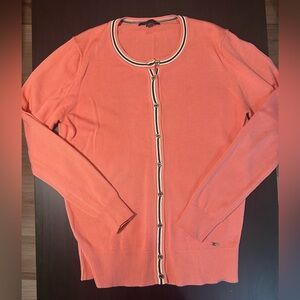 Tommy Hilfiger Coral Pink Crewneck Button-Front Cardigan